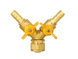 Brass double-forked aluminium-plastic pipe drain valve